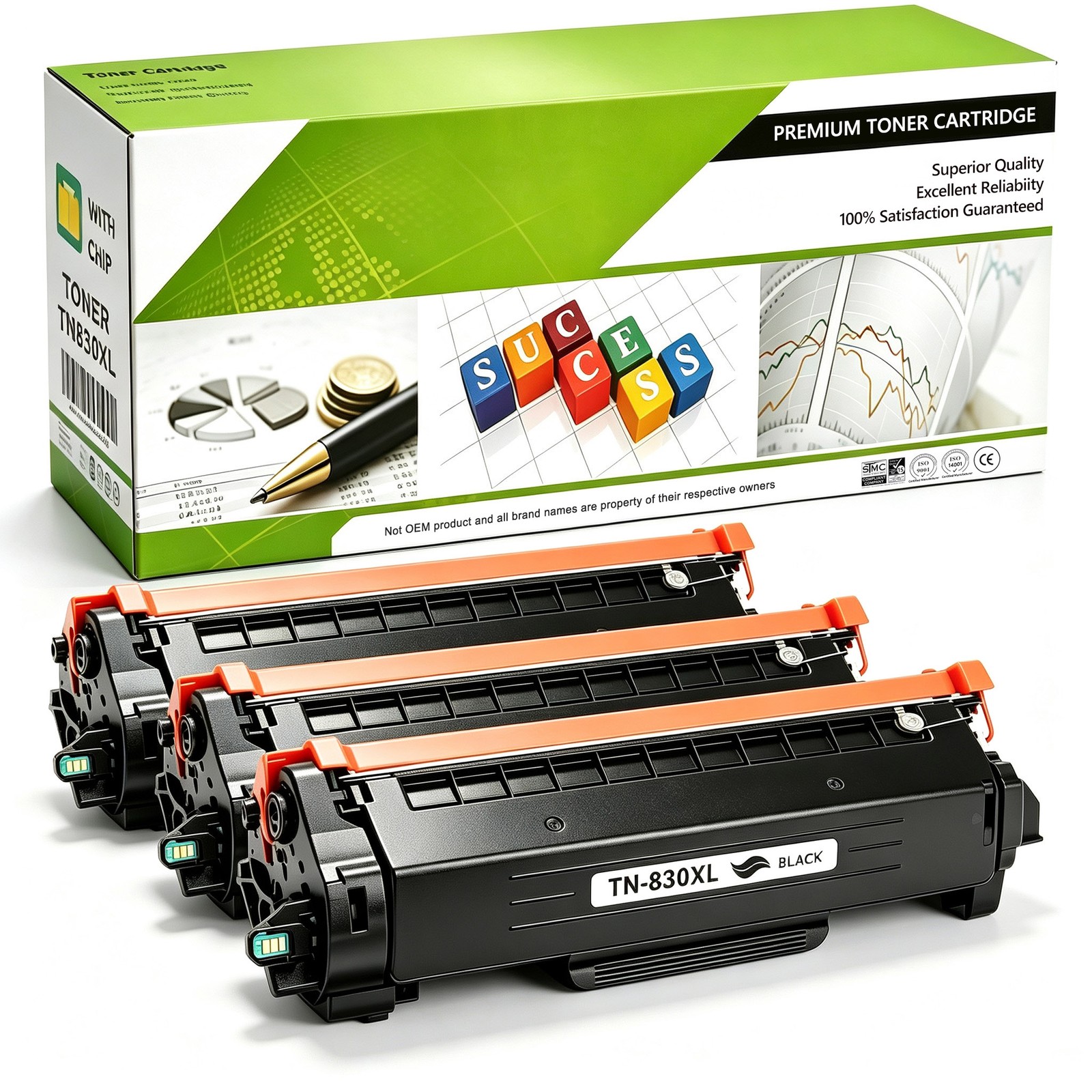 3PK TN830XL TN830 TN 830XL Toner Work for Brother Printer DCP-L2640DW HL-L2460DW