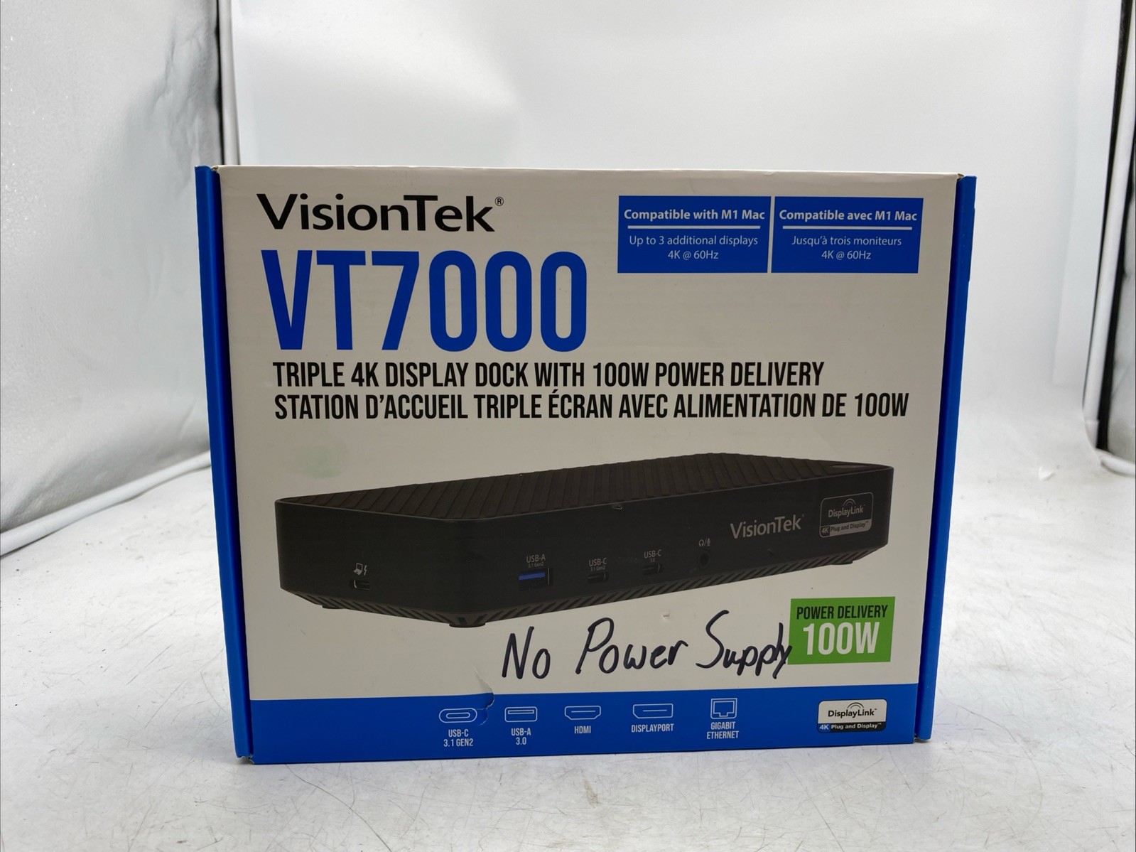 VisionTek VT7000 Triple 4K Display USB-C Docking Station 901468 no/ Power Supply