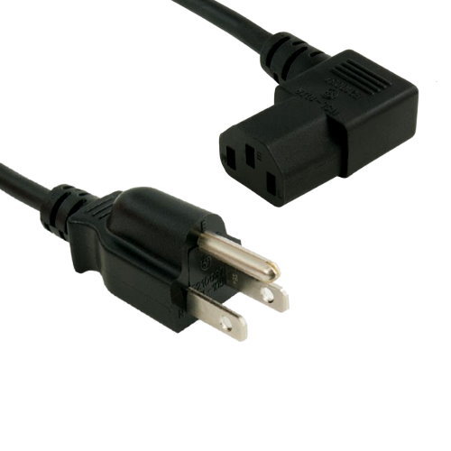 3FT,6FT,10FT,15FT Right-Angle 90° AC Power Cable NEMA5-15P/IEC320 C13 18 AWG 10A