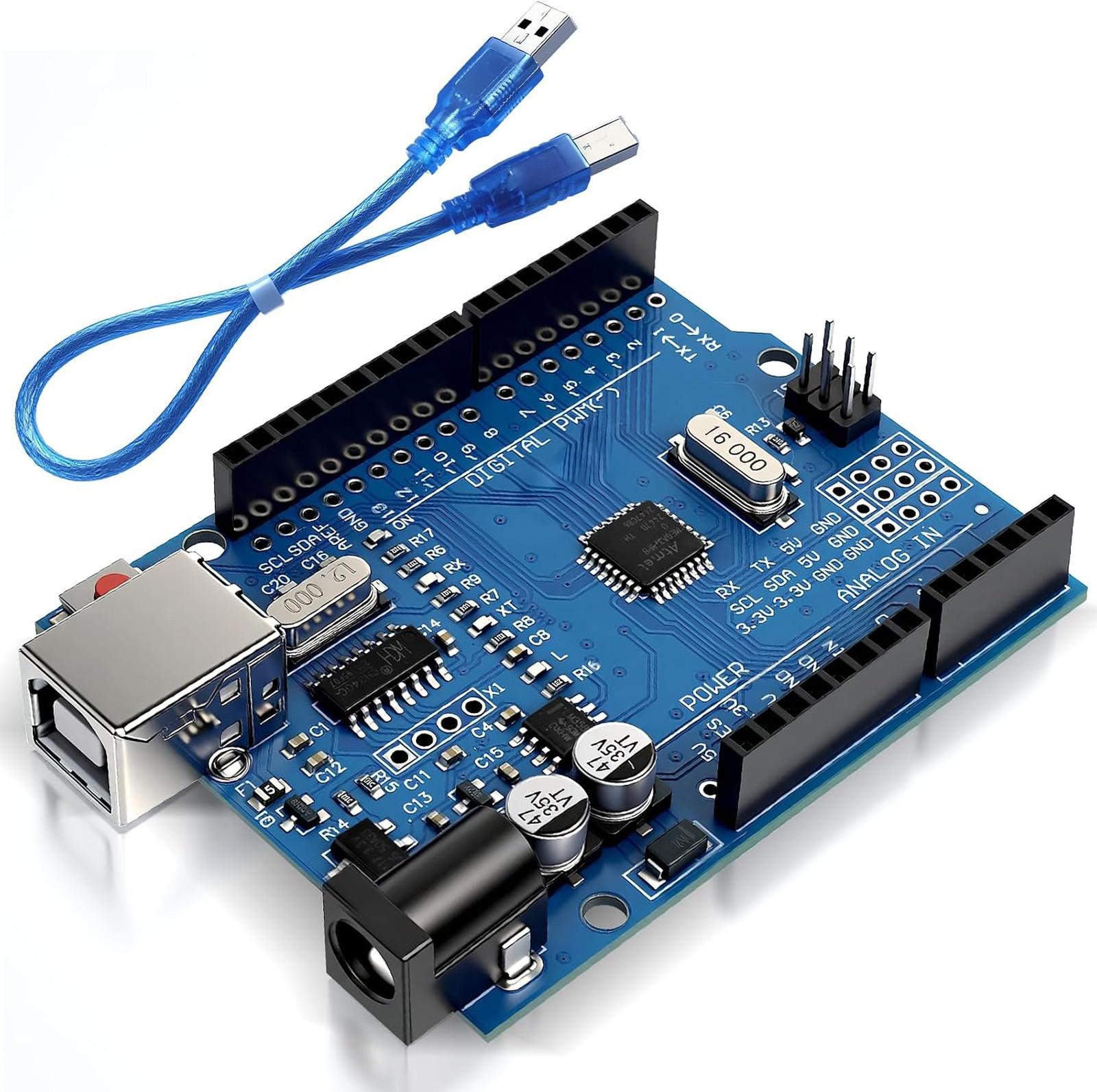 Uno R3 Board ATmega328P Microcontroller with USB Cable for Arduino Compatibility