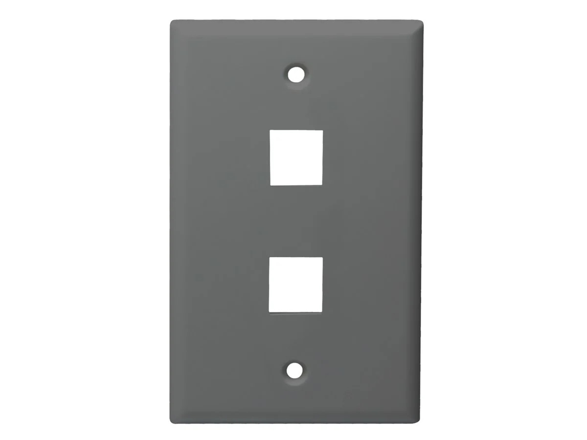 Monoprice Mid-Size Keystone Plate 2 Port, Gray, UL