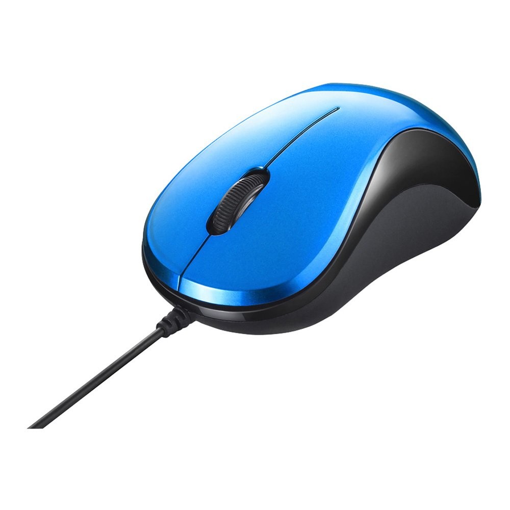 BUFFALO Wired BlueLED Silent 3-Button Mouse, Blue, BSMBU108BL