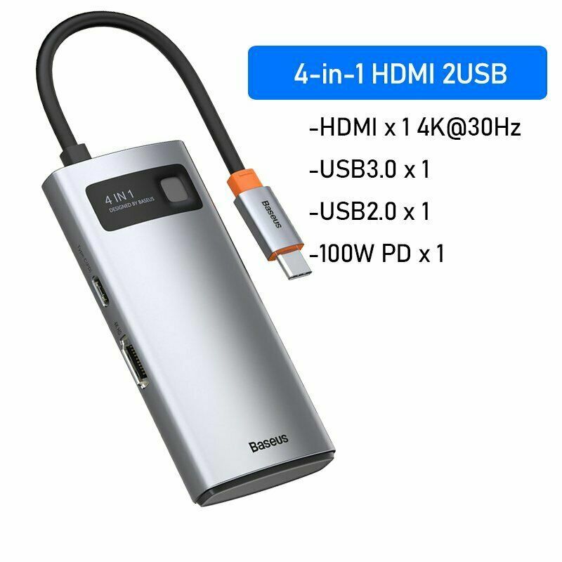 Baseus USB HUB Type-C to HDMI USB 3.0 RJ45 Adapter PD Charger Dock for MacBook