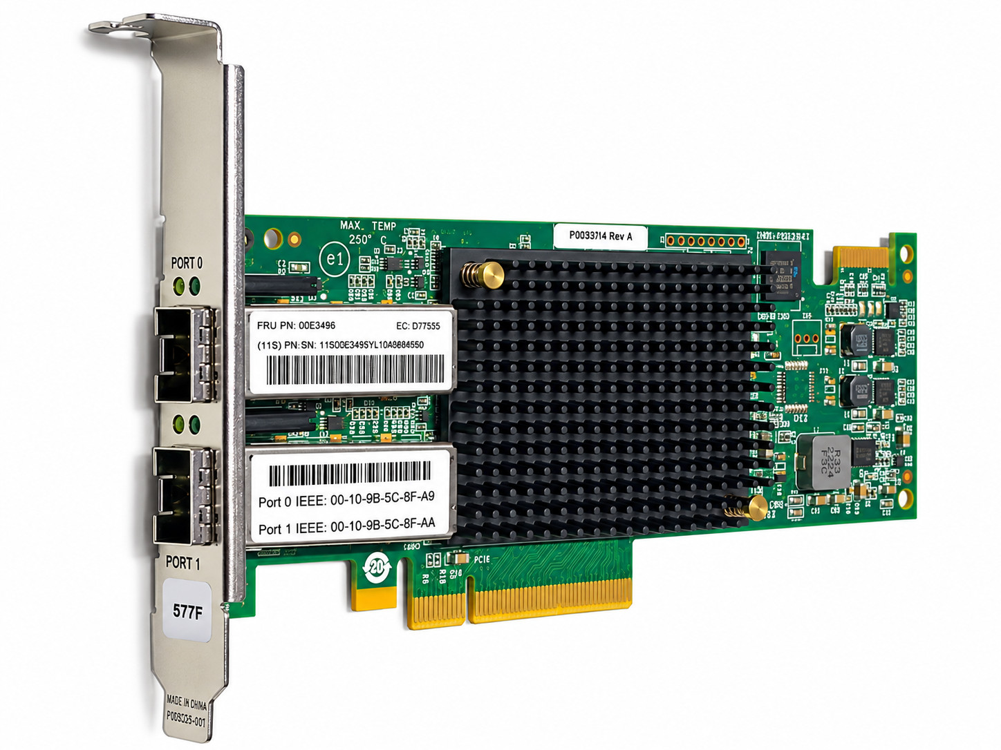 IBM Emulex 00E3496 PCIe x8 Dual Port 2x 16Gb FC SFP+ Server Adapter Full Profile