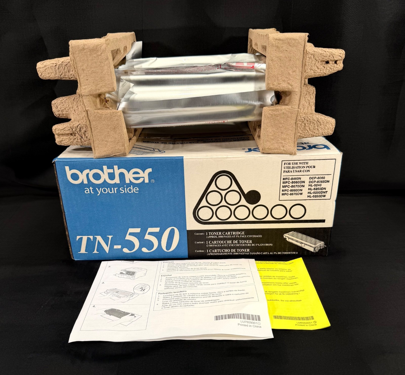 Brother TN-550 Genuine Black Toner Cartridge - Brand New Open Box