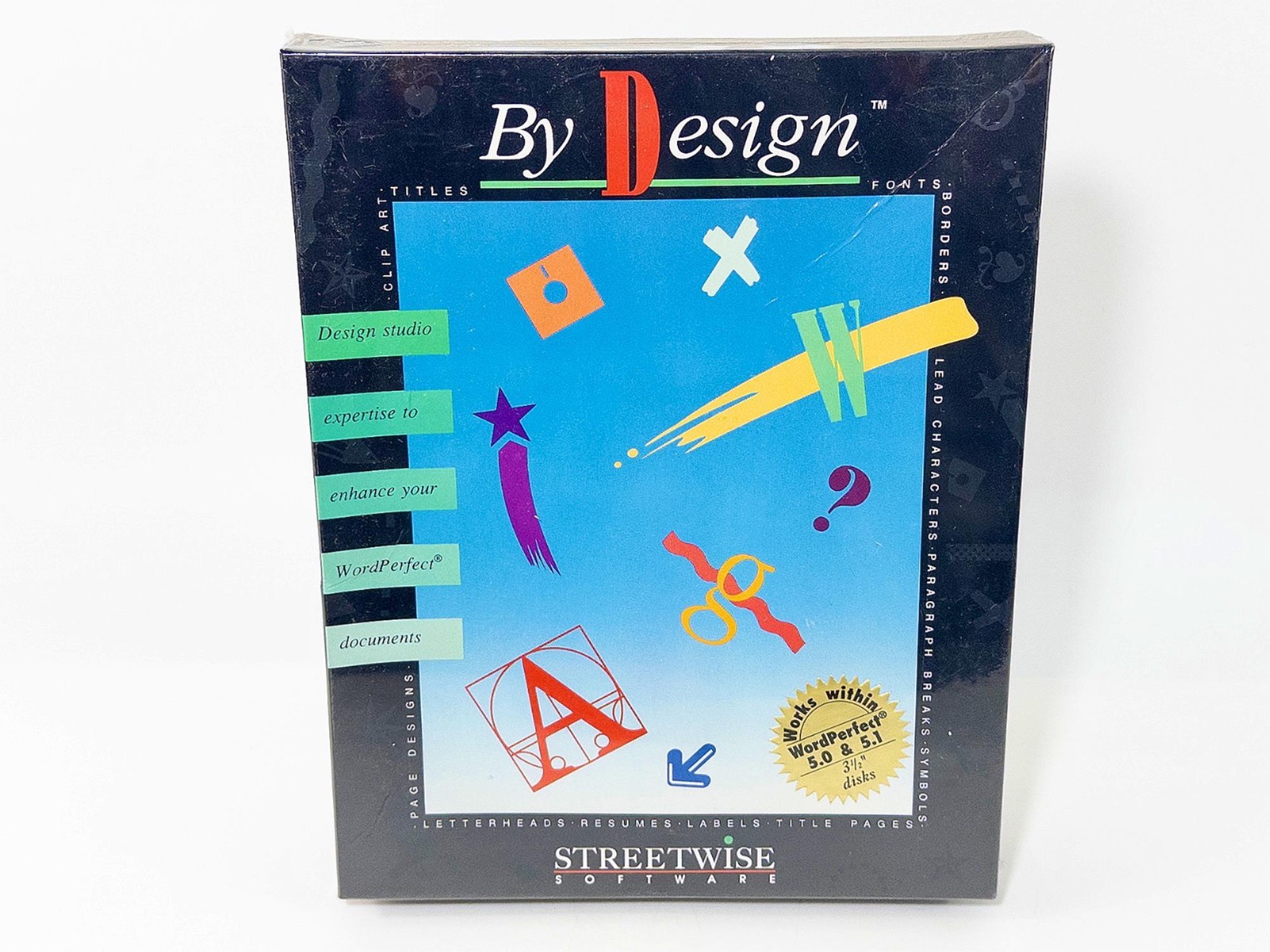 By Design STREETWISE SOFTWARE 3.5" Discs - Works w/ Word Perfect 5.0, 5.1 Sealed