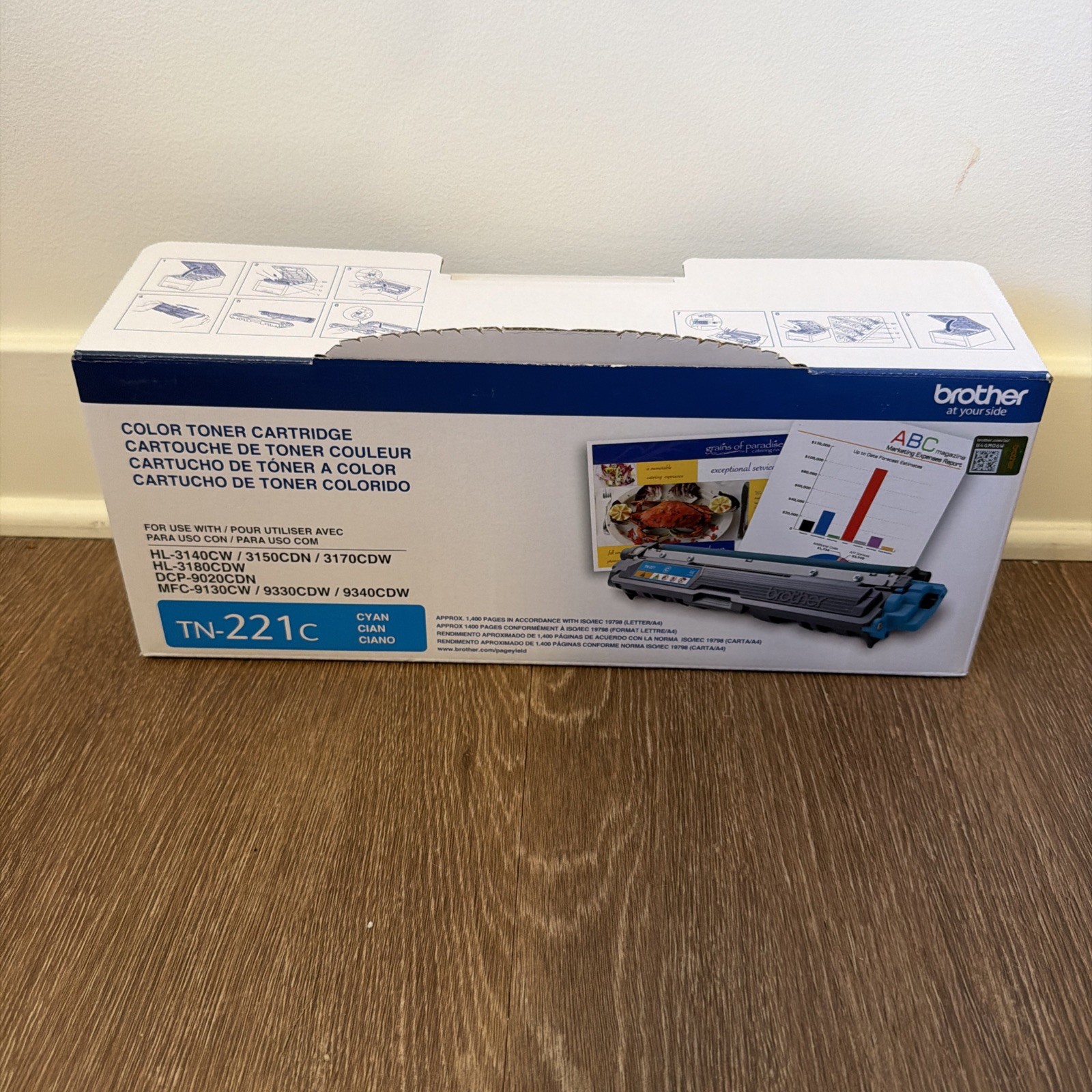 Brother Genuine TN221C Cyan Toner Cartridge BRAND NEW OPENED BOX