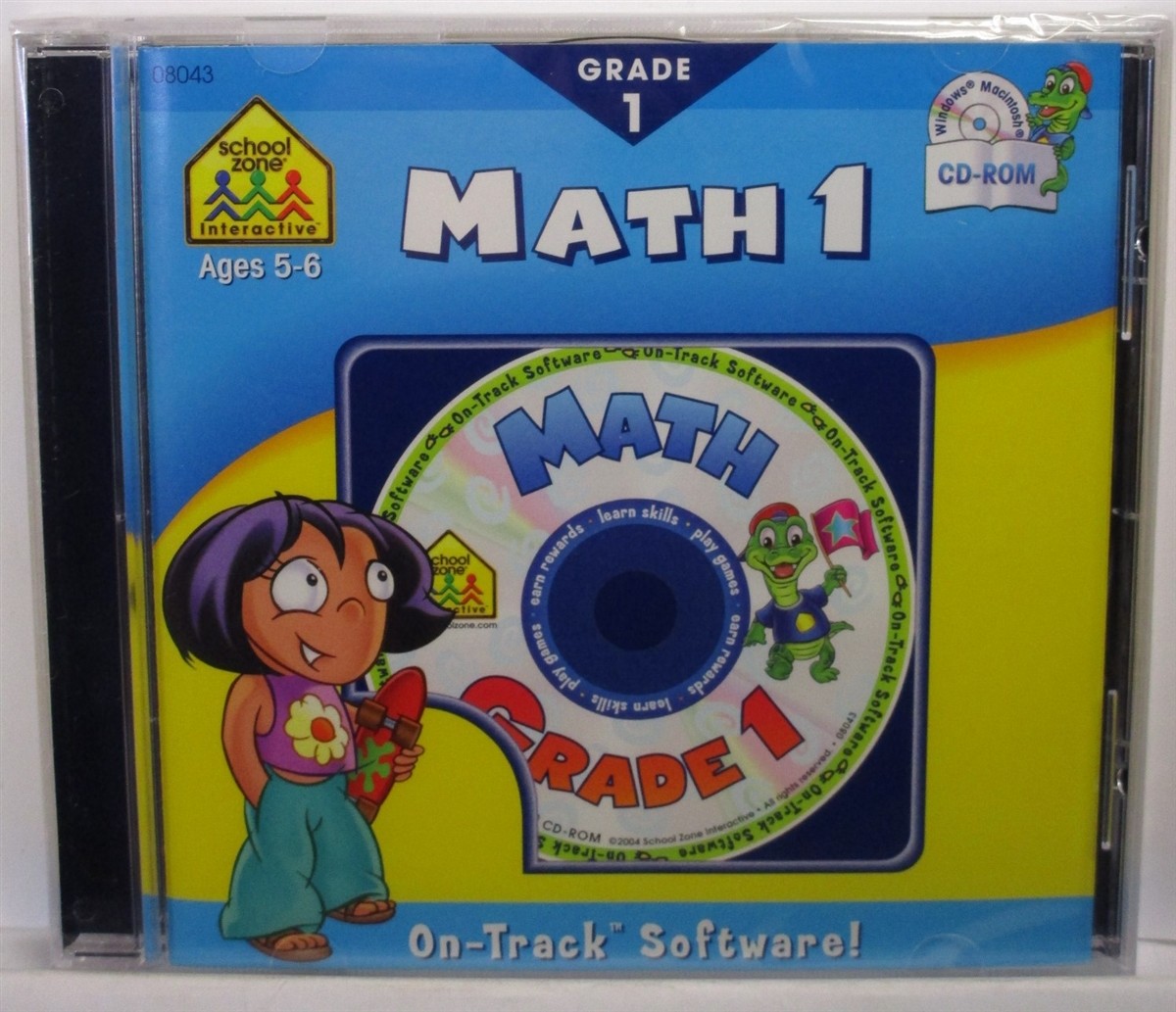 Software PC School Zone Math 1 Grade 1 One First Interactive On-Track NEW Jewel