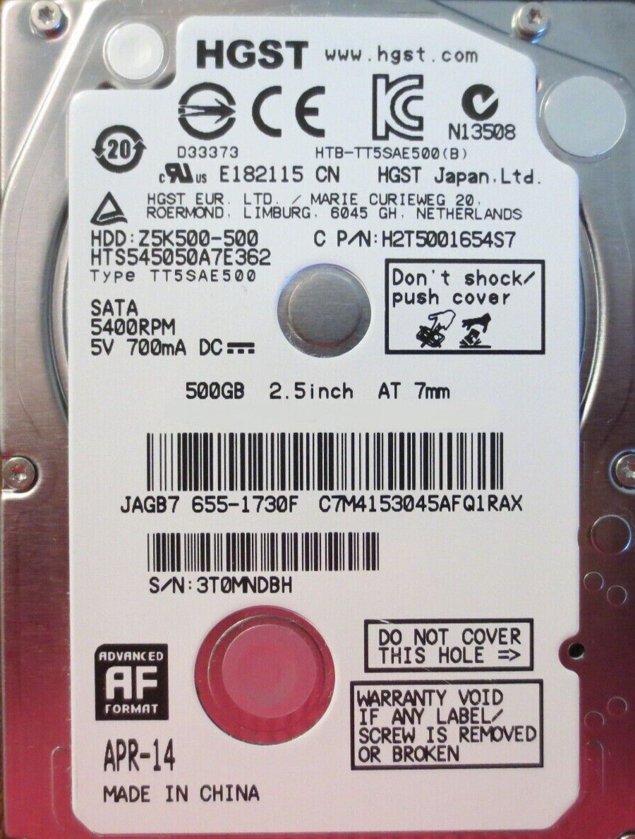 Hitachi 500gb 5400rpm 2.5" Sata PS4, XBOX, Laptop, PC HTS545050A7E362