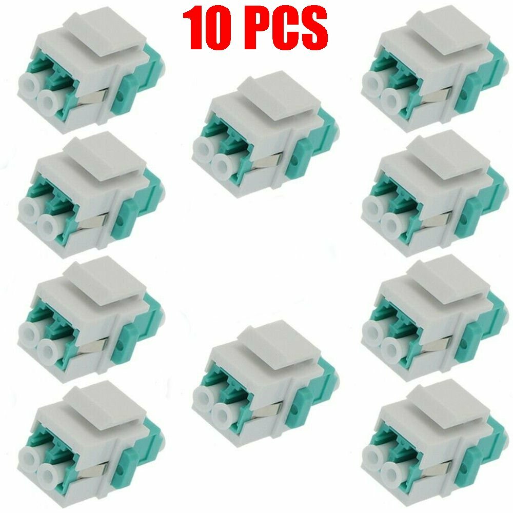10 Pack LC-UPC OM3 Keystone Jack Duplex Multi Mode Fiber Optical Insert Coupler