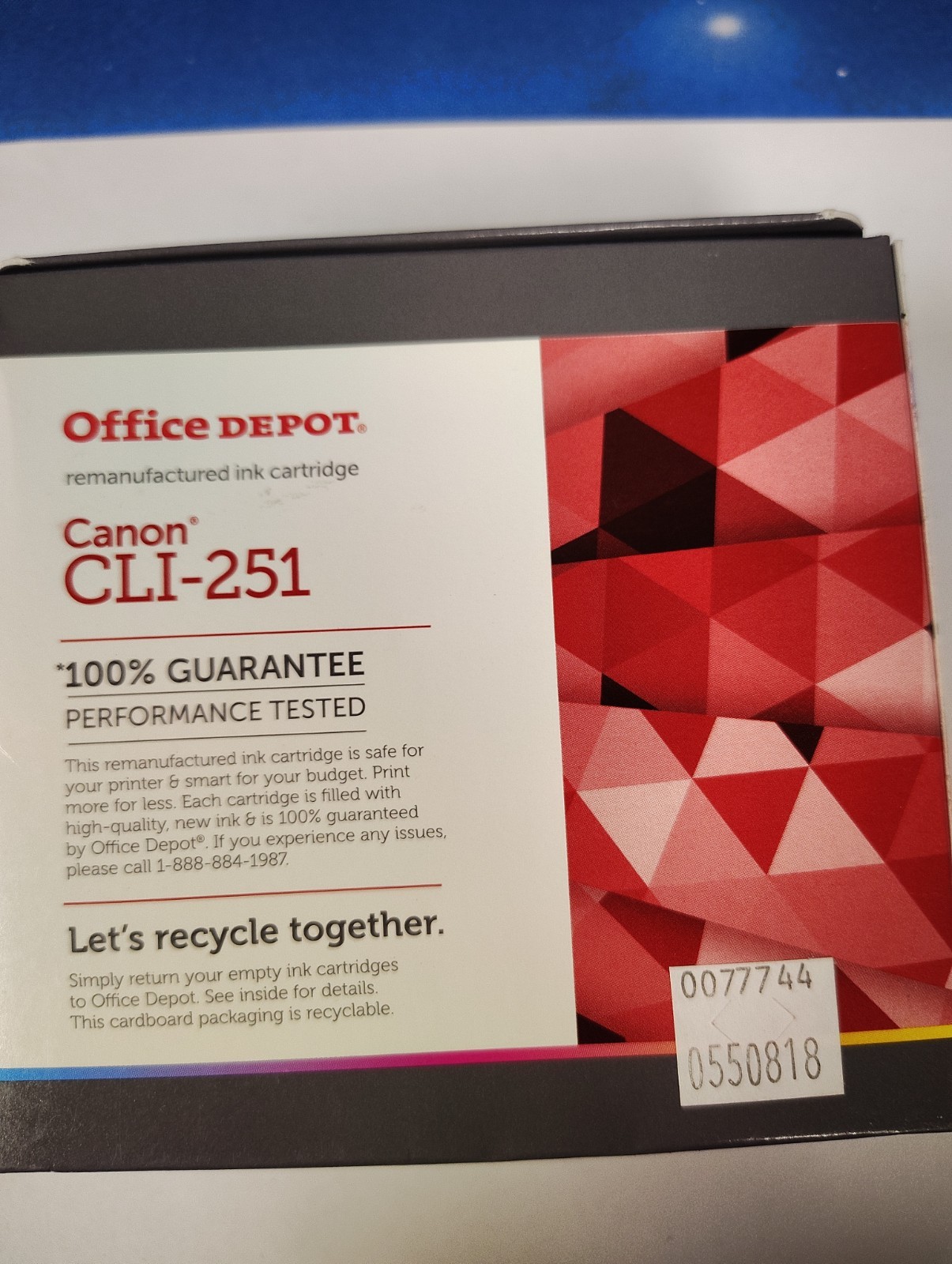 NIB/Sealed Canon CLI-251 MultiPack Ink Cartridges Office Depot Reman. M/Y/C