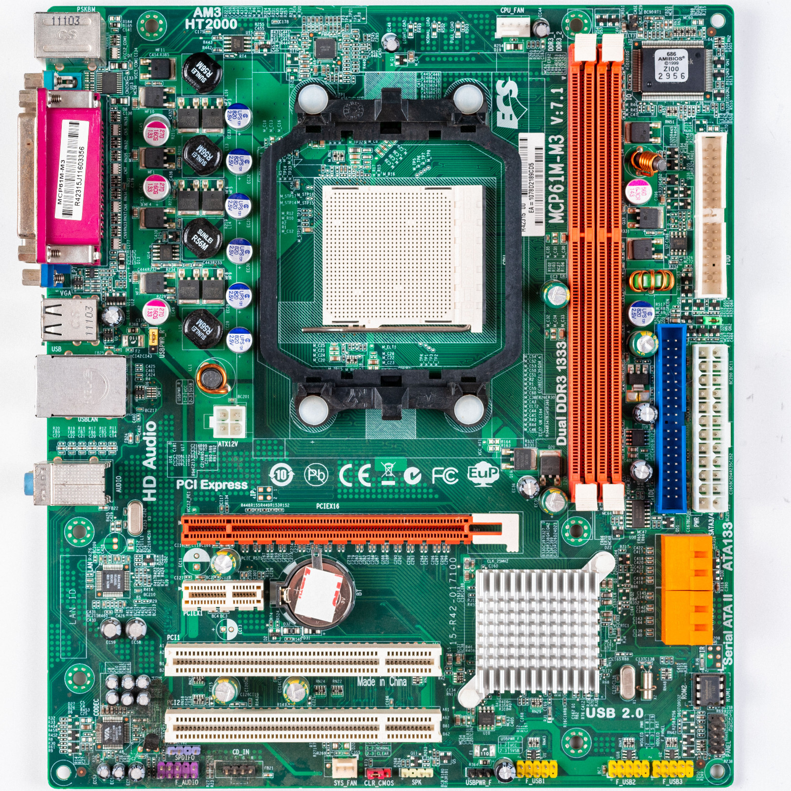 ECS MCP61M-M3 Socket AM3 MicroATX Motherboard DDR2 AMD Athlon Phenom II