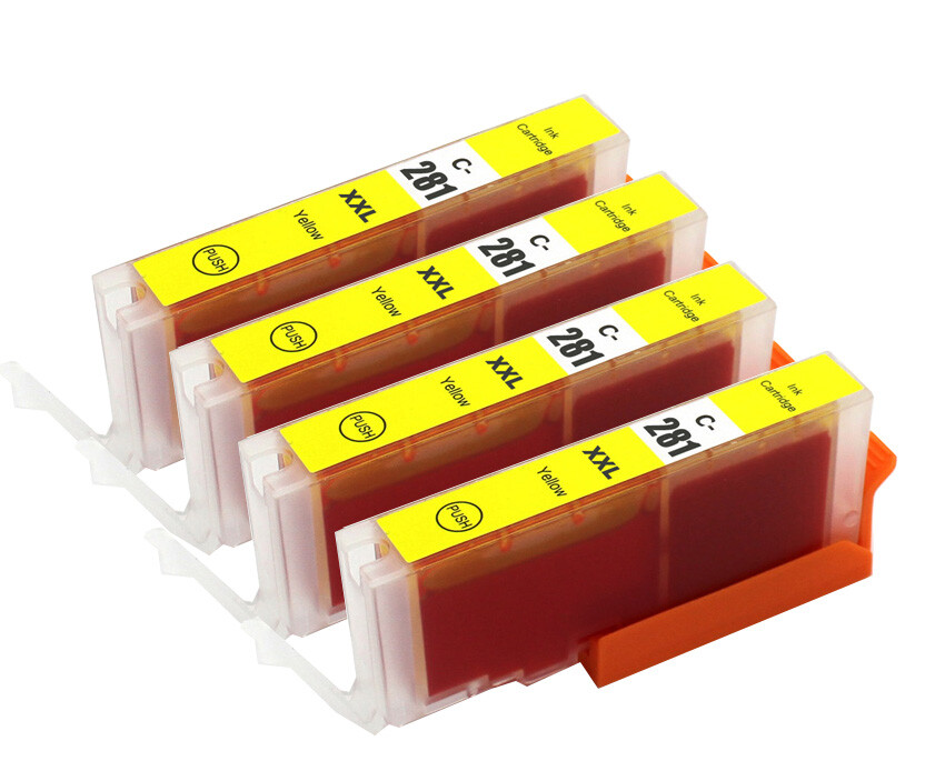 4PK YELLOW CLI-281XXL Ink Tank +chip use for Canon TS6120 TS6220 TS6320 TR7520