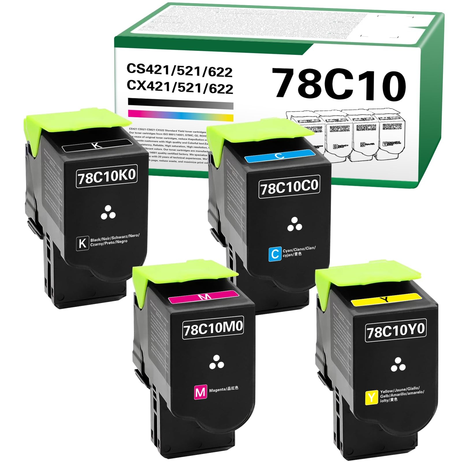 WYFYINK 78C10 CS421 CS521 Toner Cartridge (4 Pack)