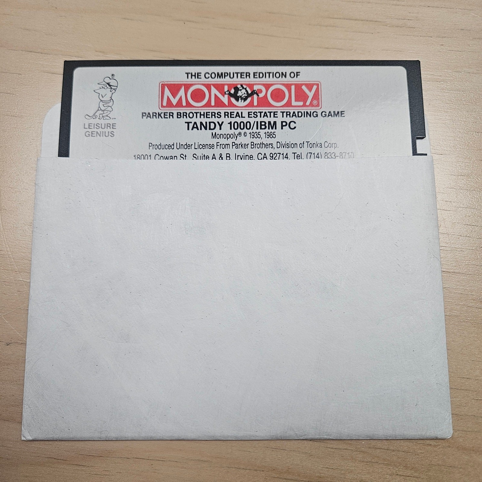 Monopoly Computer Edition Tandy 1000 IBM PC 5.25" Floppy Disk Game 1985 Vintage