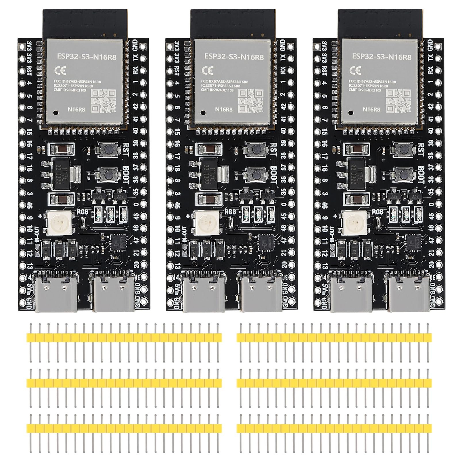 3 Pcs ESP32S3 Development Board Dual TypeC WiFi Bluetooth IoT
