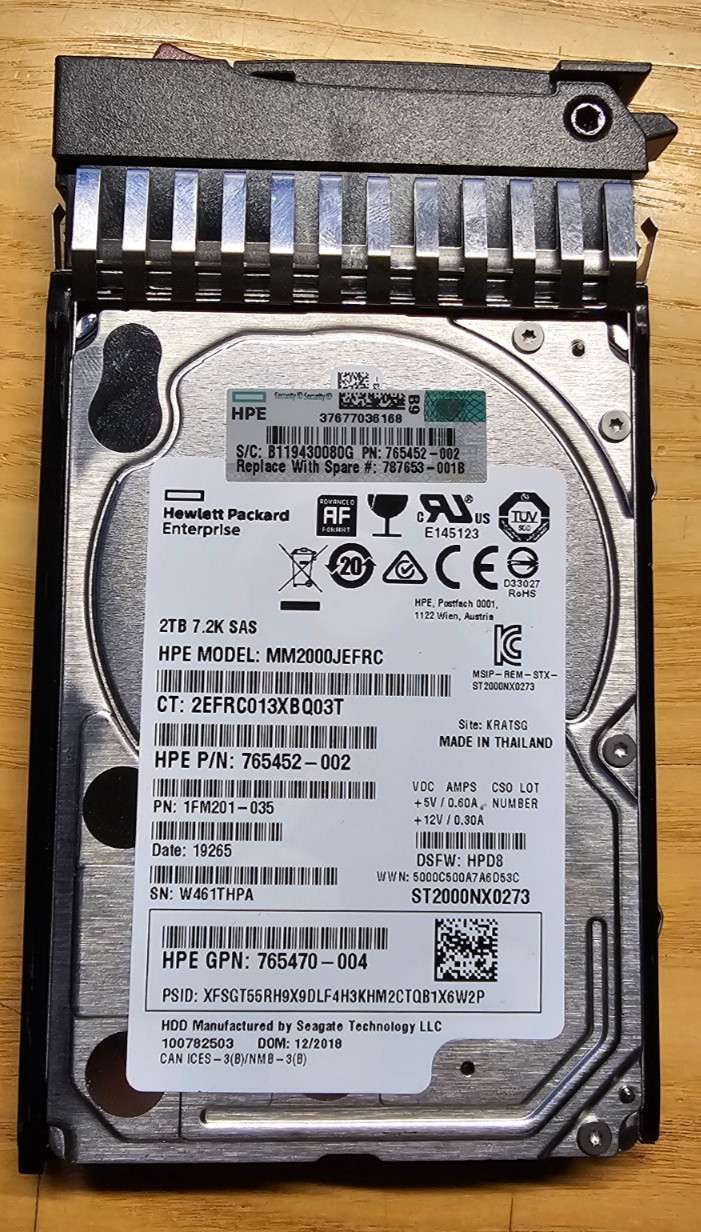 HP MM2000JEFRC 2TB 7.2K SAS DS HDD 2.5" Hard Drive ST2000NX0273 with HP caddy