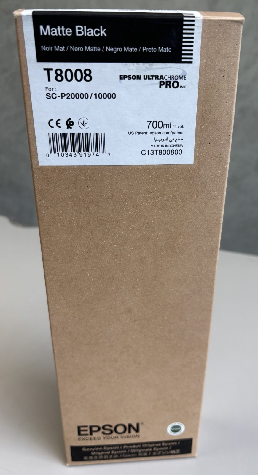 Genuine Epson Matte Black Ink Cartridge T8008 700ml SC-P20000 - 5.2023 + 11.2024