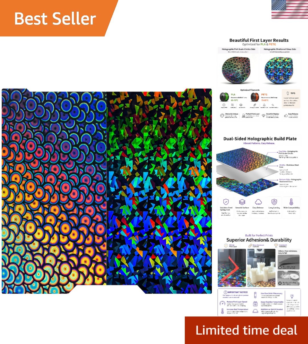 Professional-Grade 3D Build Plate 355x364mm - Superior Adhesion & Durability