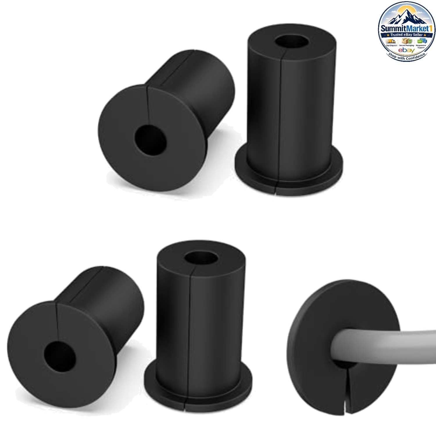 Starlink Cable Wall Grommets 4 Pack 3/4 in Silicone Black Split Bushings