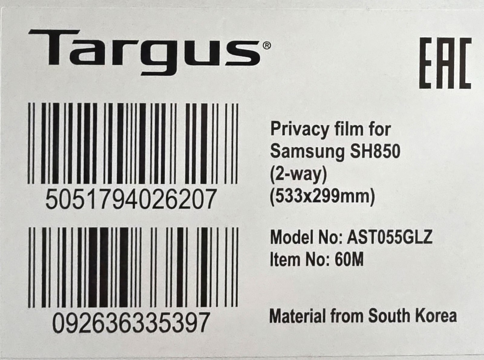 Targus 4Vu Magnetic Privacy Screen for Samsung SH850 Series 23.8" - AST055GLZ