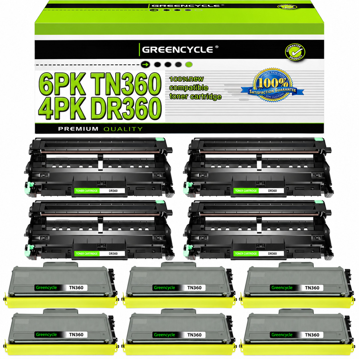 6PK TN360 Toner + 4PK DR360 Drum Fitfor Brother HL-2140 2170W MFC-7340 MFC-7840W
