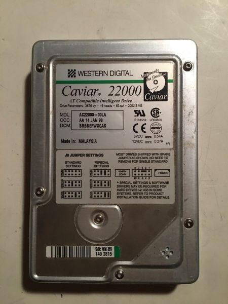 Wd ac2200-00la ide hdd 2gb aa 14 jan 98 brbbefw0cas