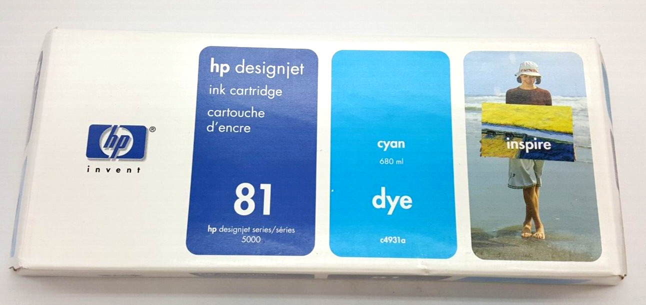 HP DESIGNJET INK CARTRIDGE 81 CYAN C4931A NEW