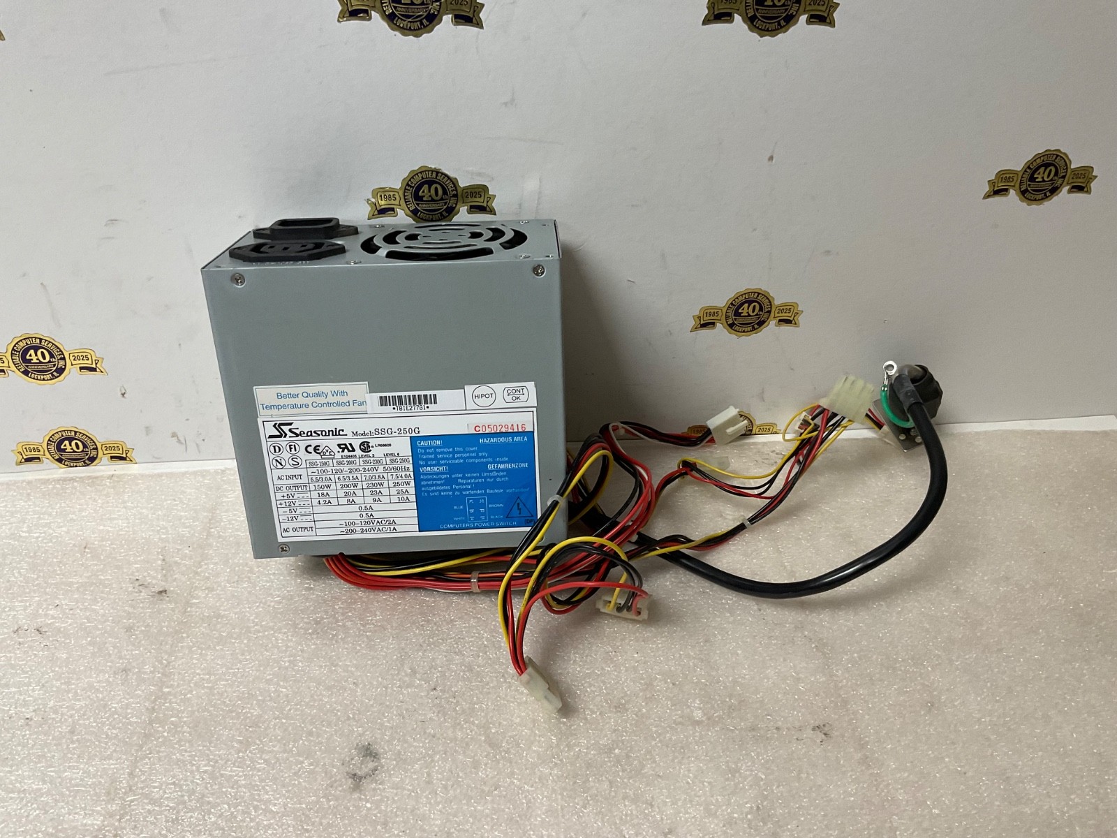 Seasonic model SSG-250G power supply 250W rear vintage portable computer