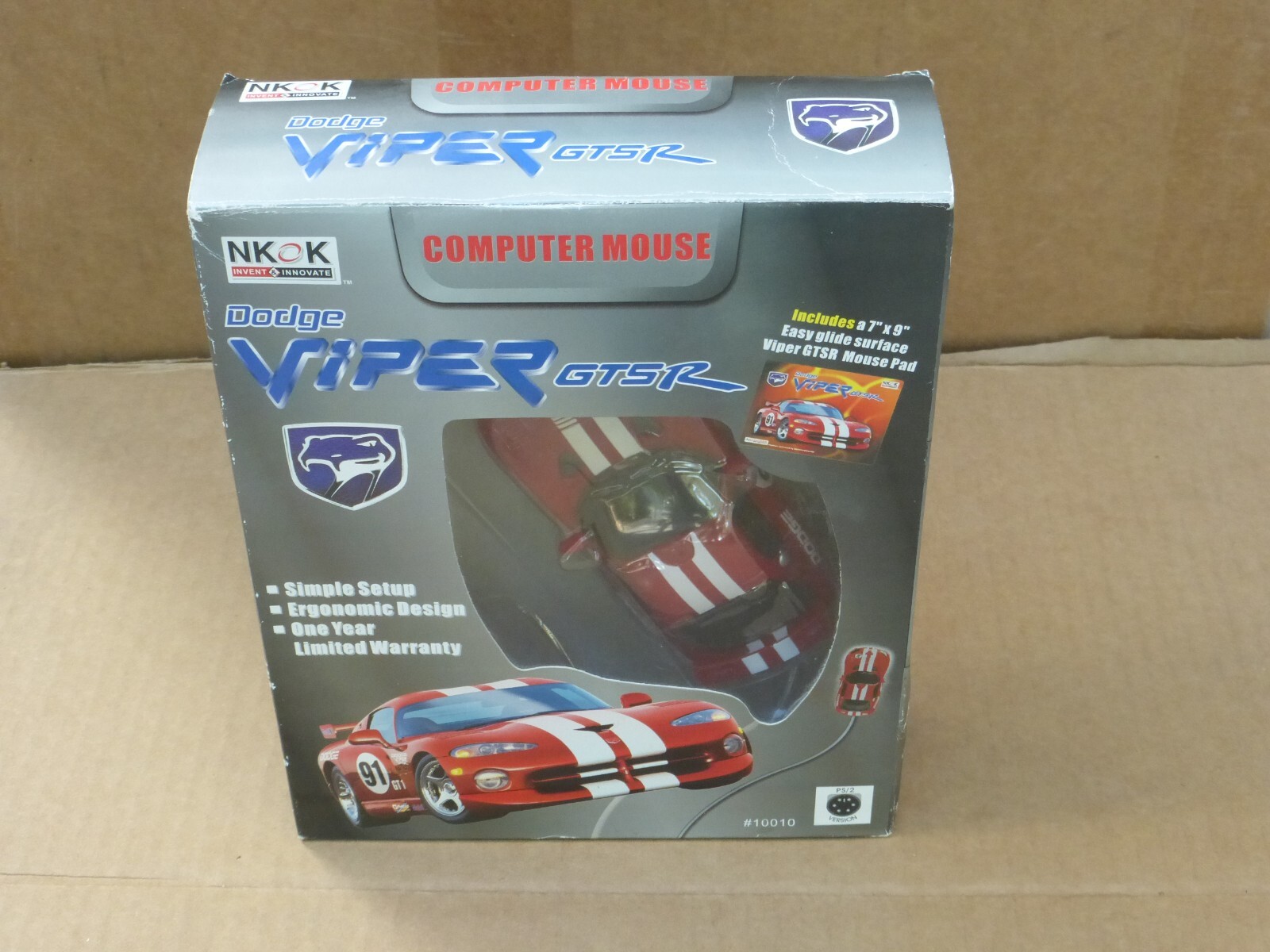 Vintage 2001 Nkok Dodge Viper GTS R wired PS2 computer mouse