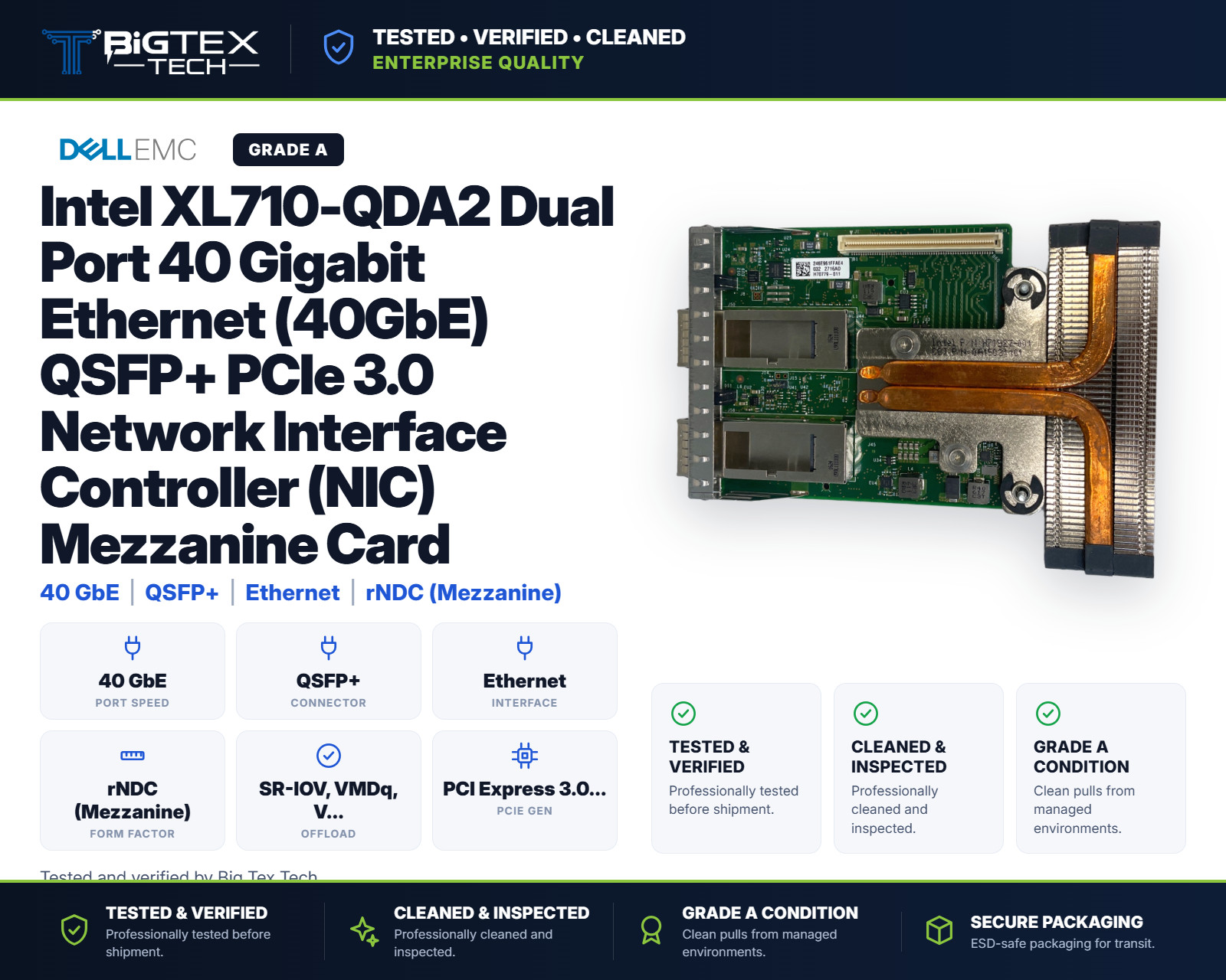 Dell Intel XL710-QDA2 Dual 40GbE QSFP+ rNDC Network Card 0XD56X