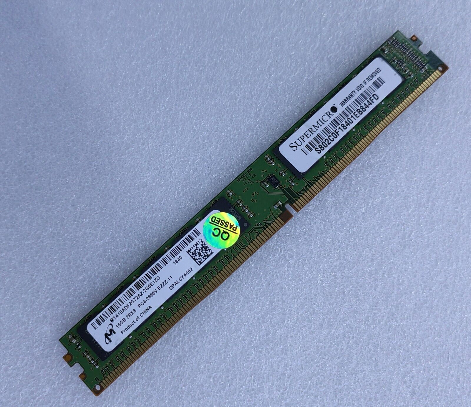 MT Micron 16GB 2Rx8 PC4-2666-EZZZ-11 ECC RAM DDR4 2666MHz MTA18ADF2G72AZ-2G6E1ZG
