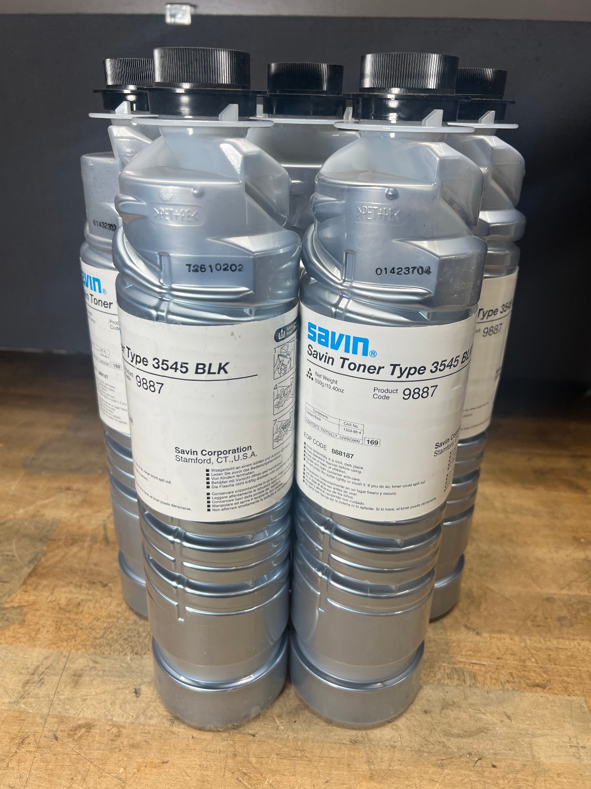 Savin Black printer ink toner type 3545, 19.4 oz x 5 lot, 888187 9887