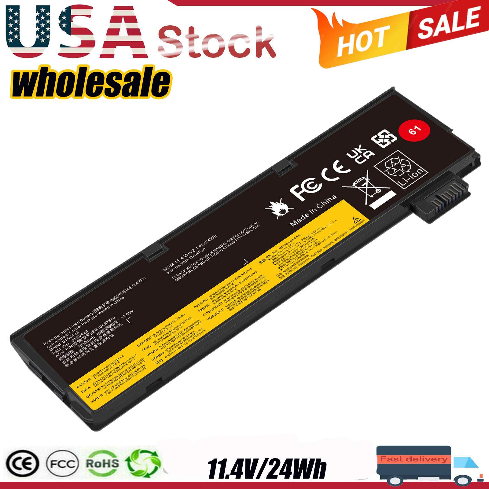 LOT 01AV423 Battery For Lenovo Thinkpad T470 T480 T570 T580 01AV425 P51S 24WH