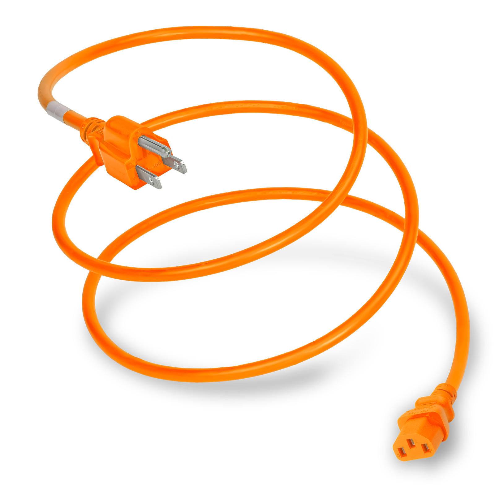 Nema 5-15P to C13 15A 125V 14/3 SJT Power Cord - Orange - 10ft