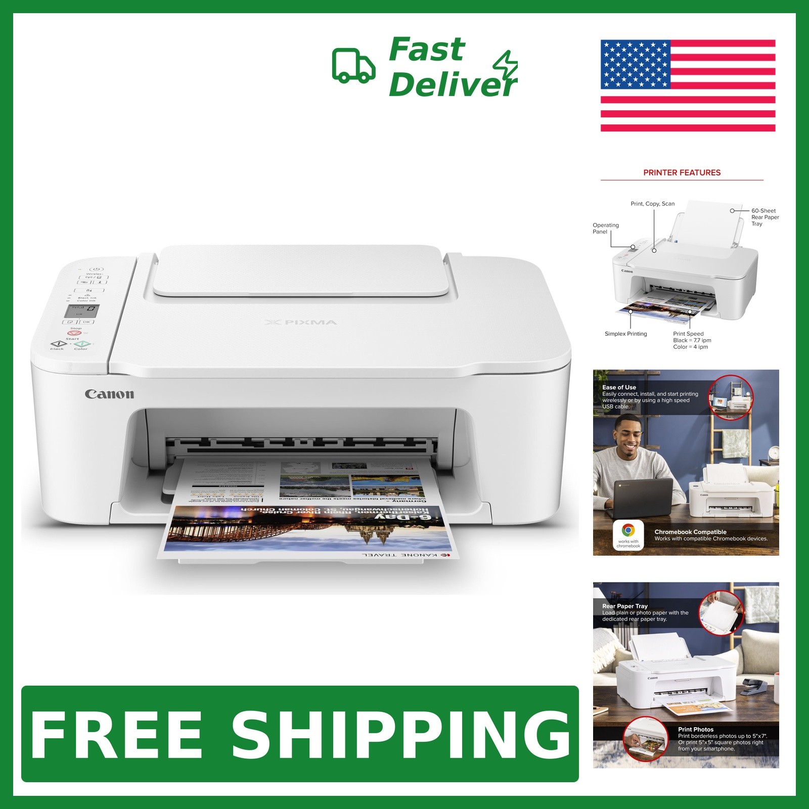 Canon Pixma TS3720 Wireless All-in-One Printer, White