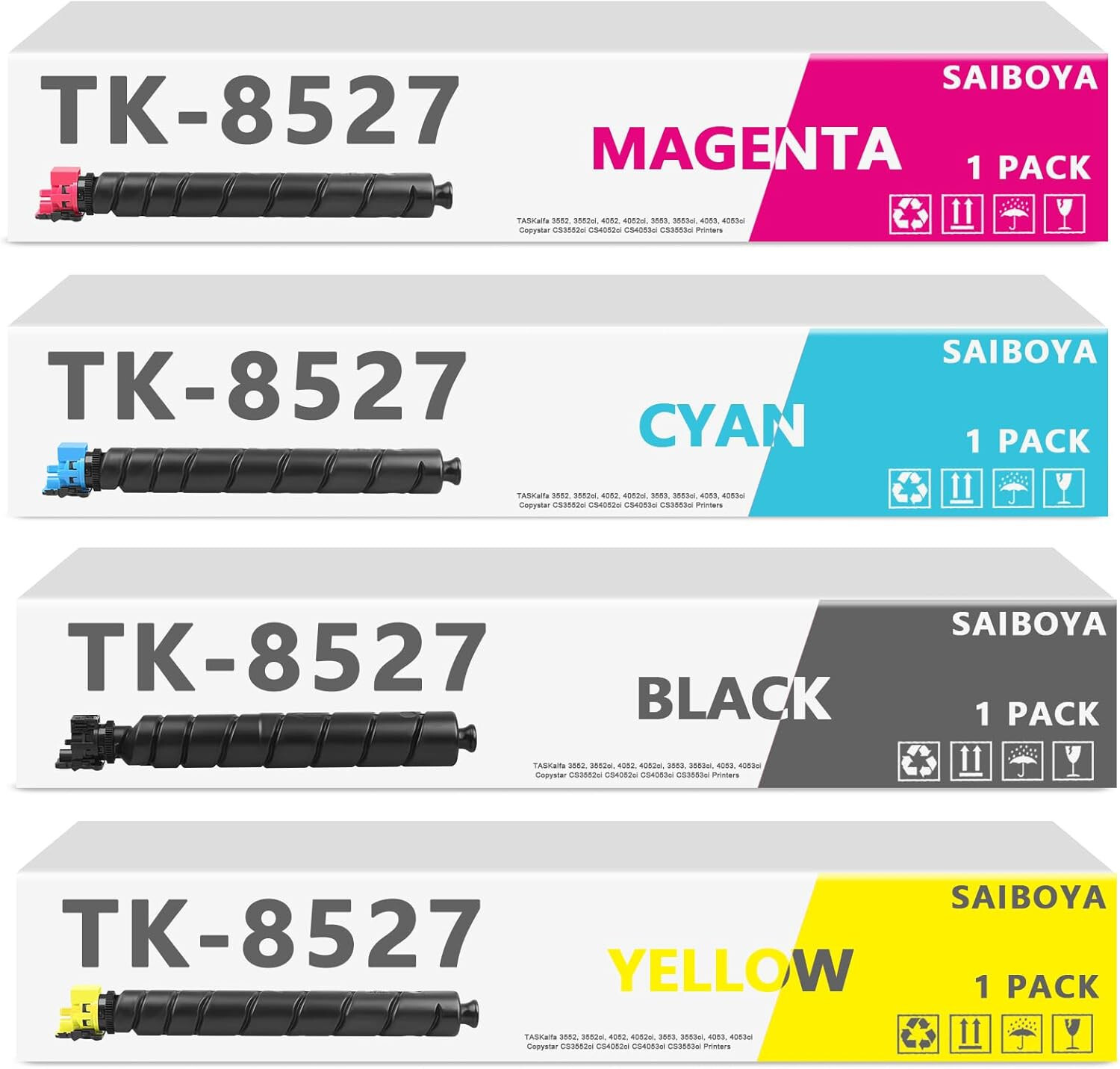 TK8527 TK-8527 Toner Cartridge Work for Kyocera TK-8527K TK-8527C TK-8527M, 2528