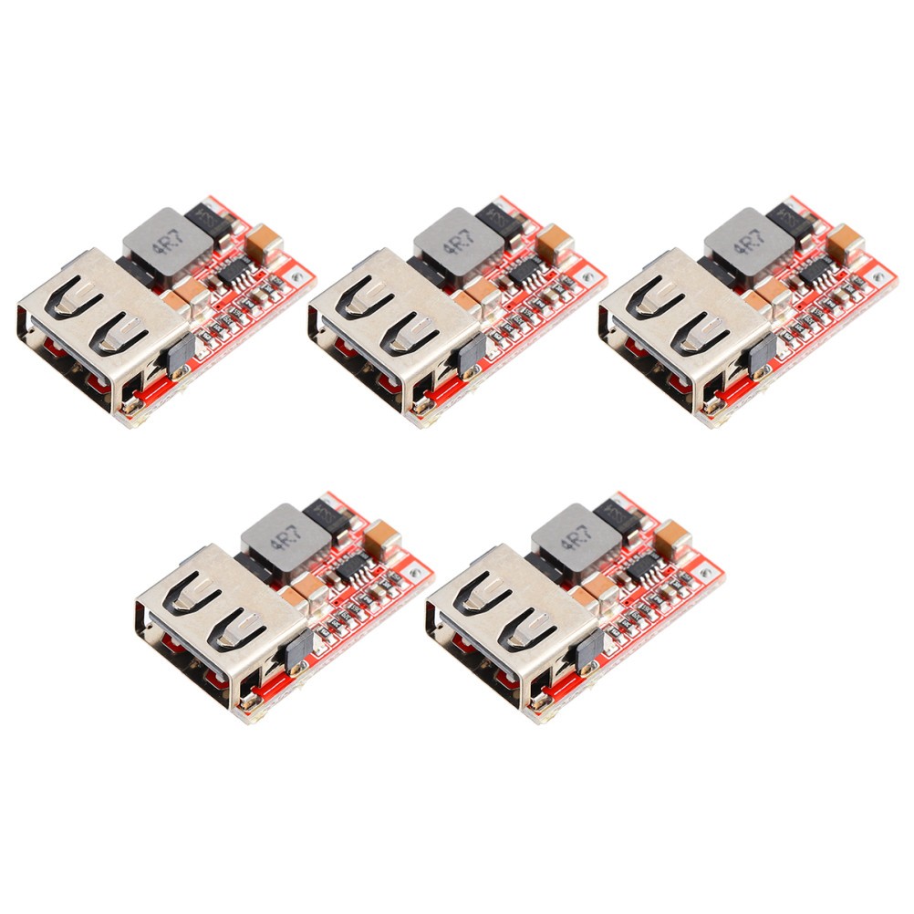 5Pcs USB Buck Modules Car Power USB Charger Durable Red Pcb 6-24V to 5V