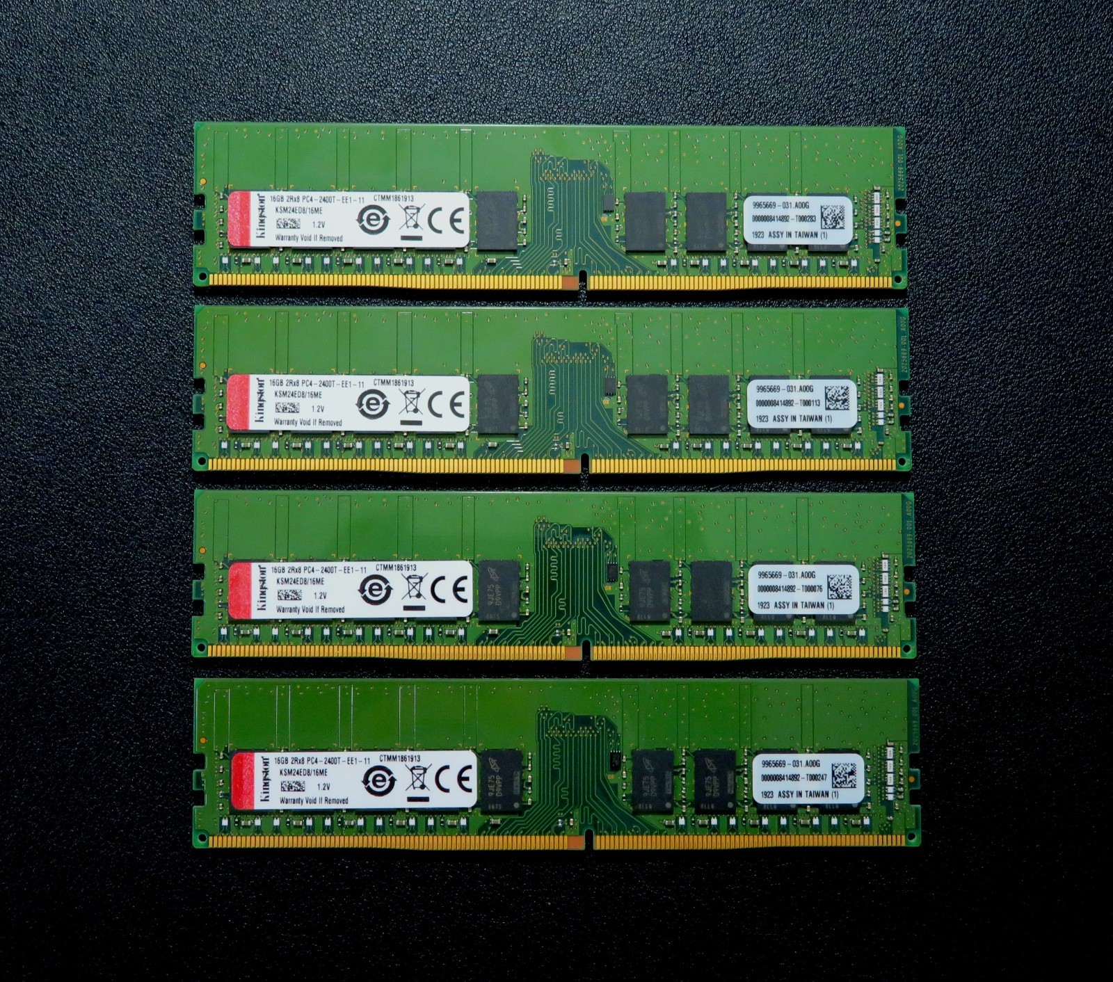 Kingston 64GB (4x16GB) PC4-2400 "ECC UDIMM" 2400T-EE1 EUDIMM DDR4 Memory