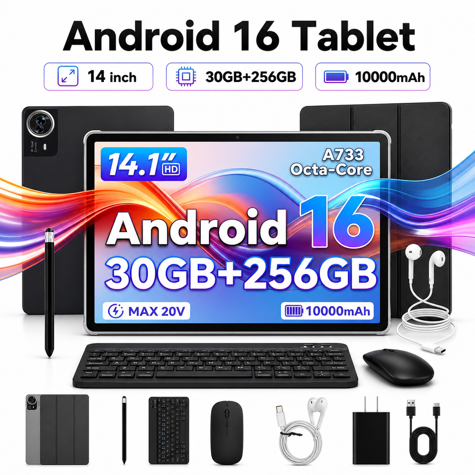 GEMINI AI2.0 Tablet Android 16, 128GB / 256GB ROM 1TB TF 10"/11"/14" IPS FHD New