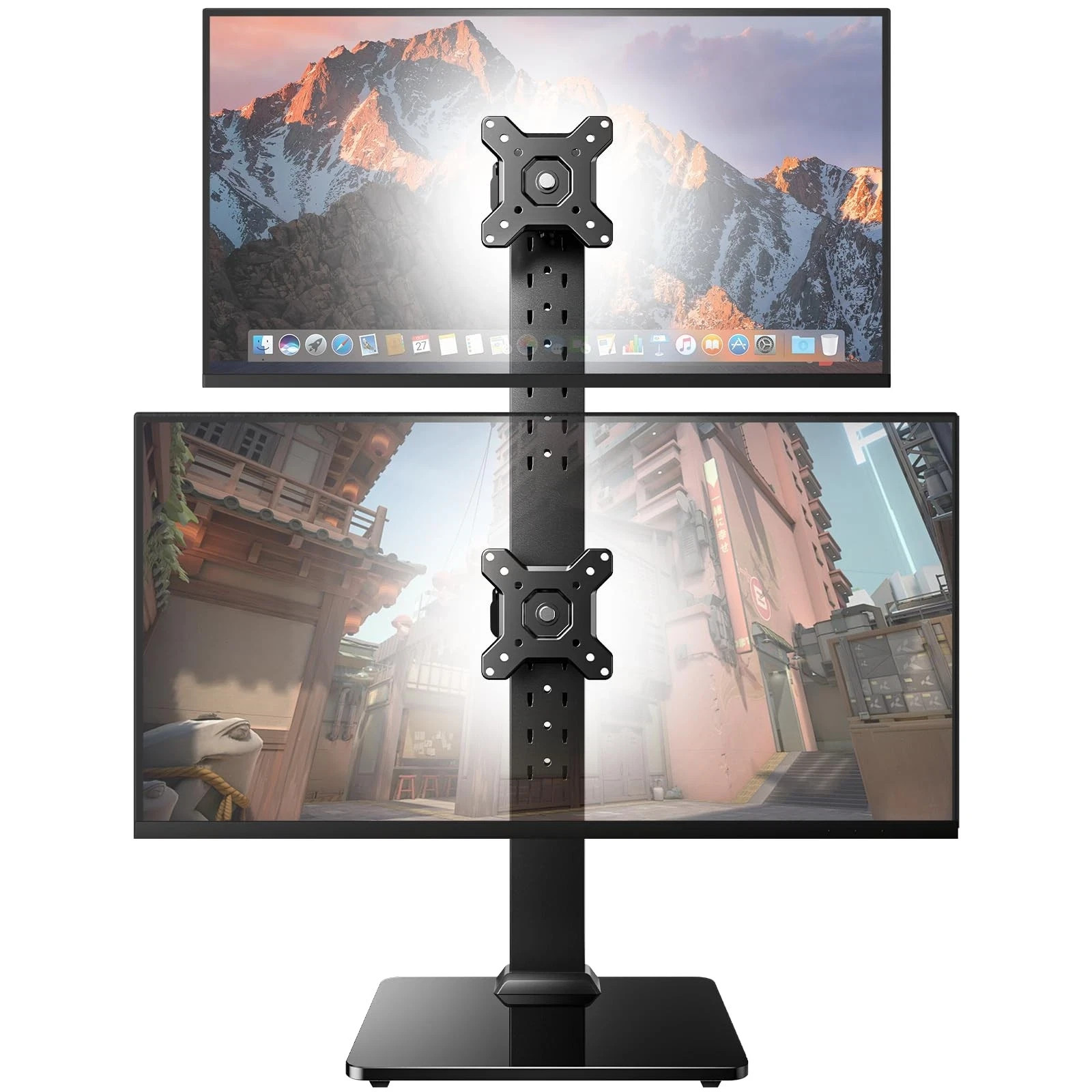 Dual Monitor Stand for 13 to 34 Inch Max Load 44 lbs Vertical Mount Freestanding