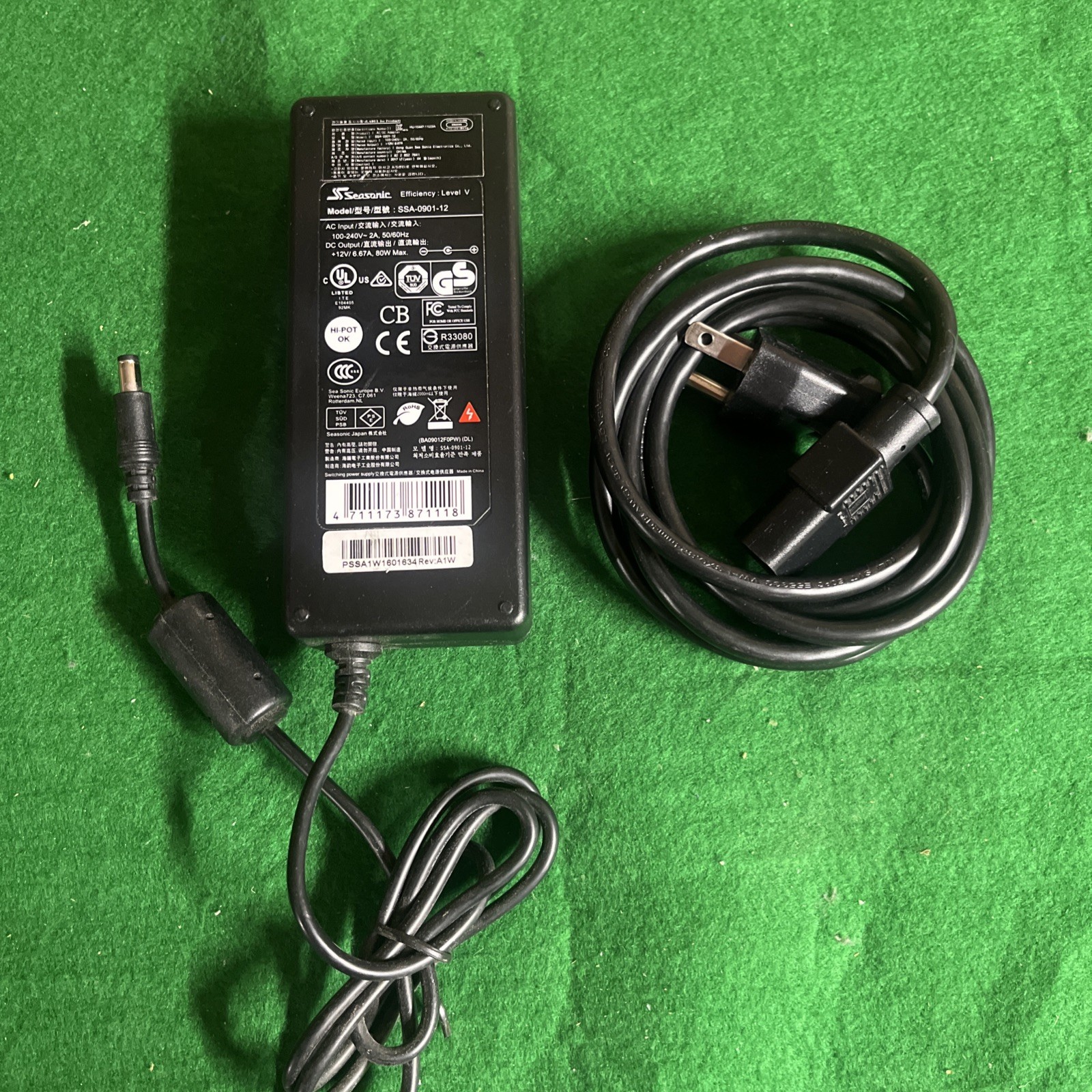 Genuine S Seasonic SSA-0901-12 4-Pin 12V 6.67A 80W AC Adapter Power Charger @6B
