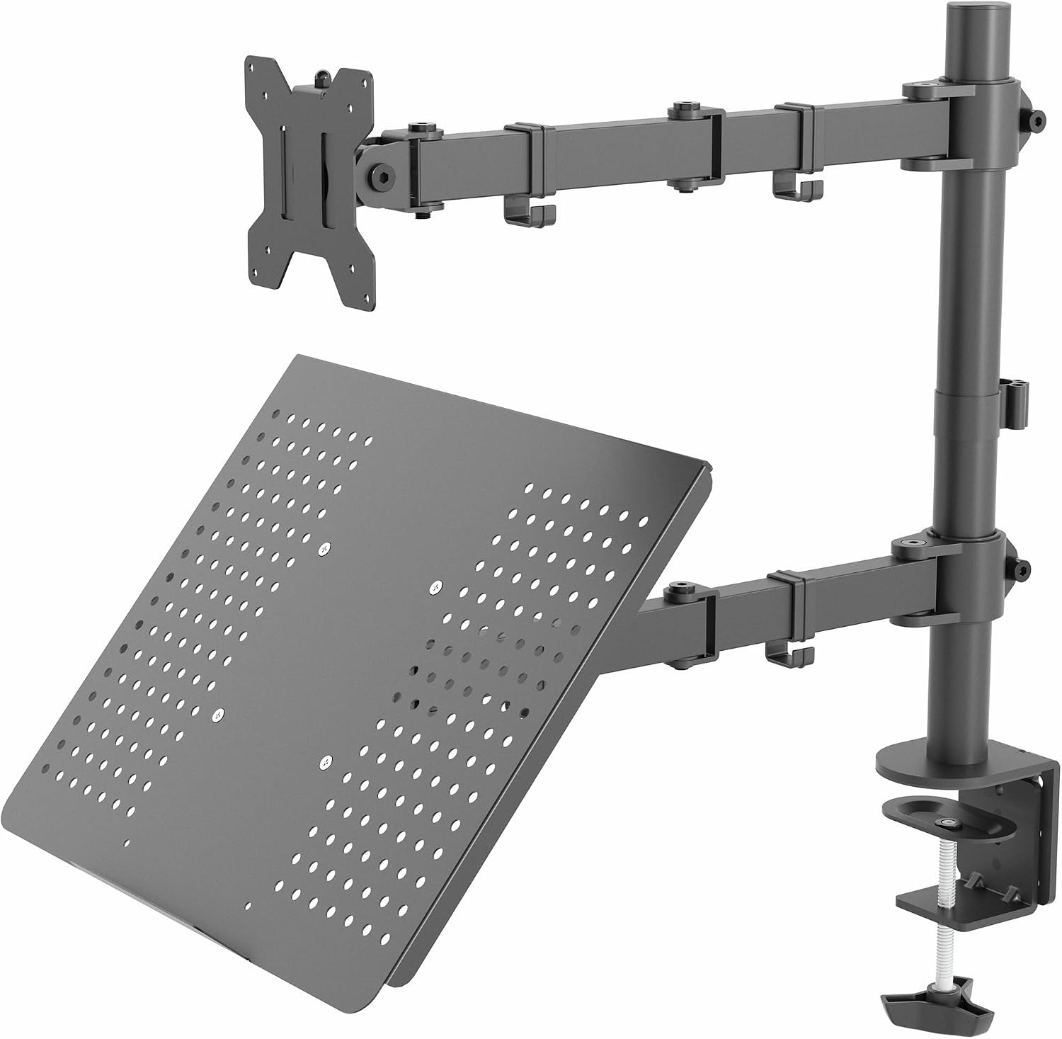 Black Fully Adjustable 13 to 32 inch Single Computer Monitor and Laptop Desk Mou