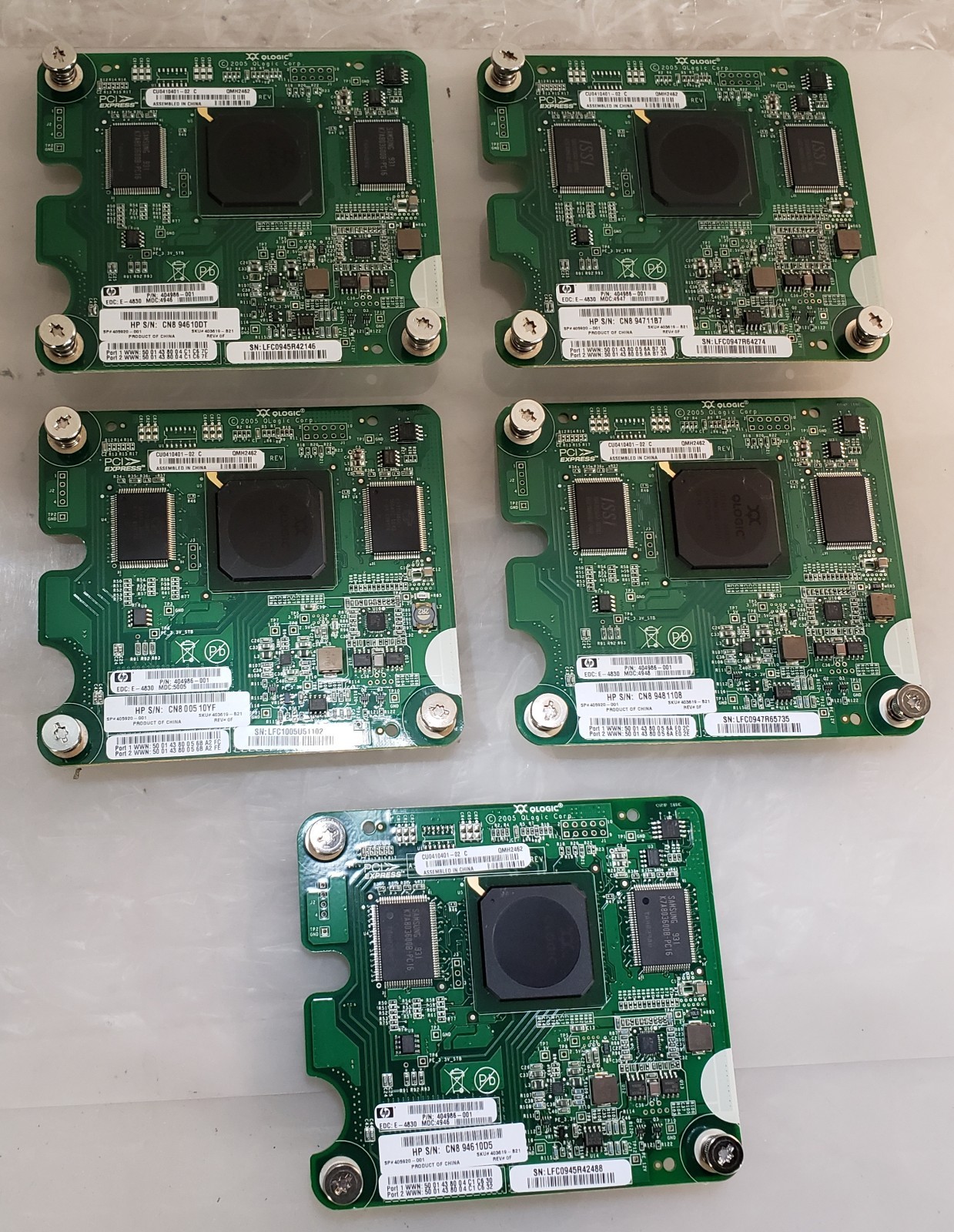 Lot of 5 HP QLogic QMH2462 4GB Dual Port FC Mezzanine Host Bus Adapter