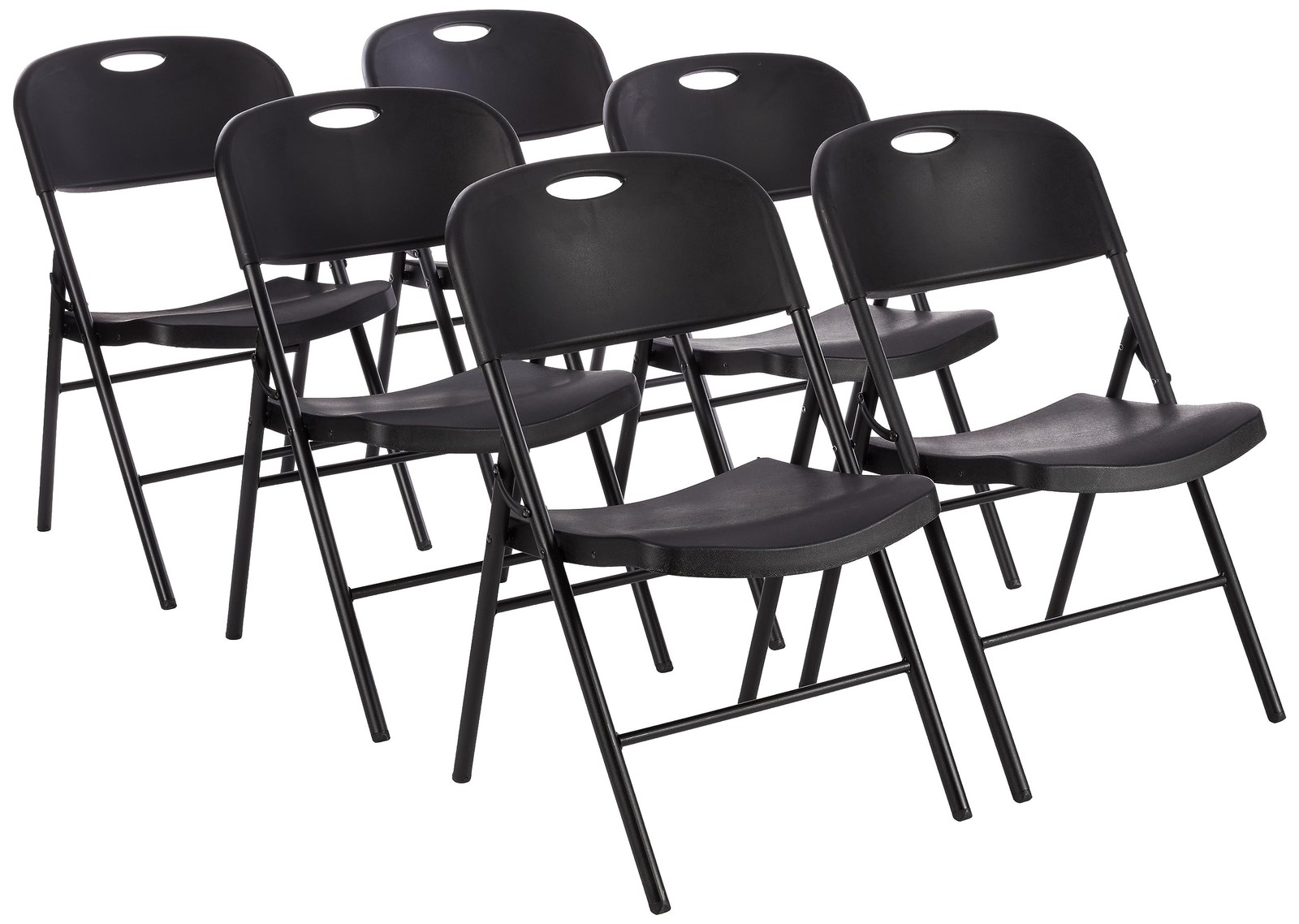 Amazon Basics Sturdy Foldable Plastic Chair, Portable, 350-Pound Capacity, Bl...