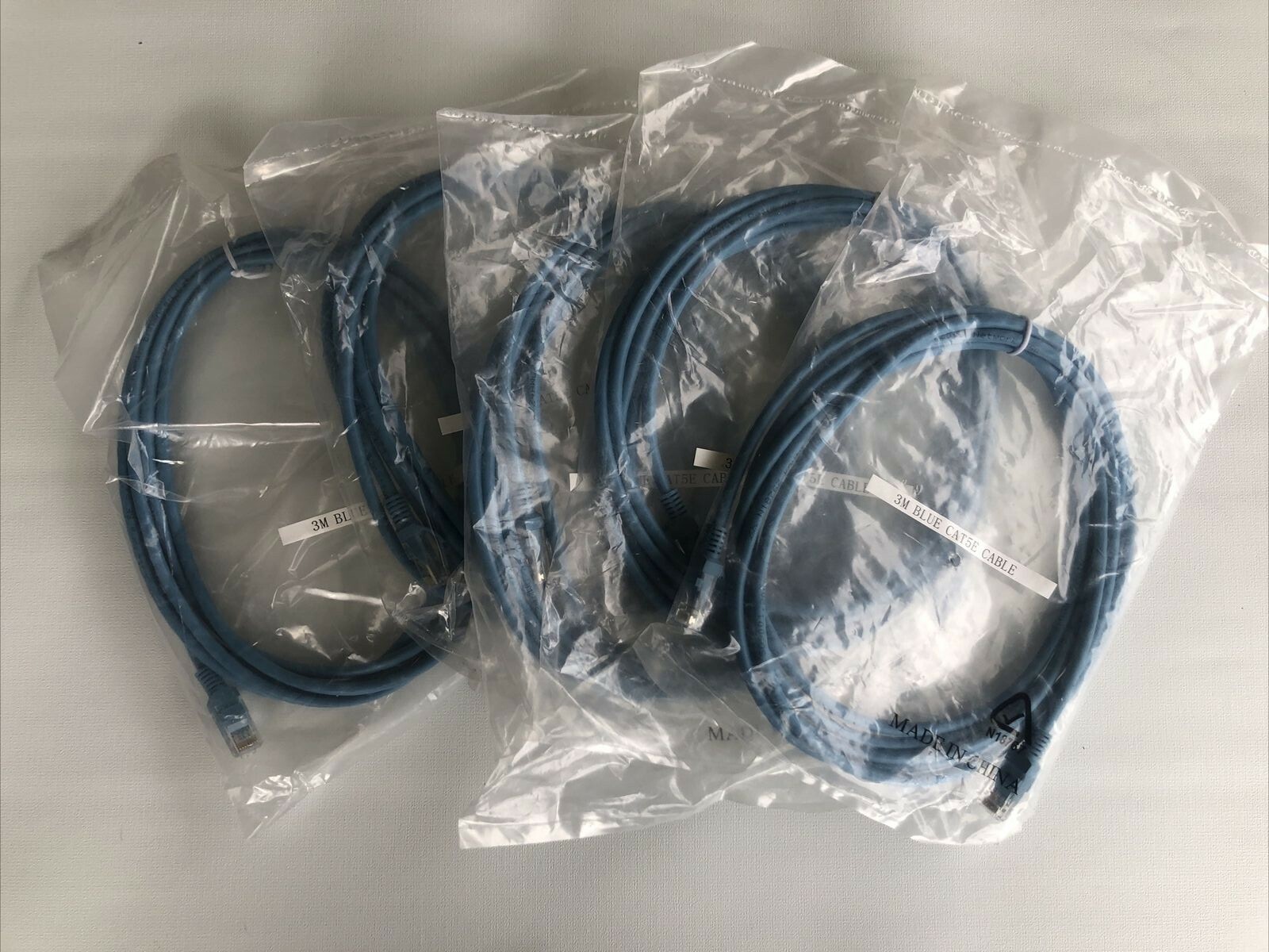5 X Cate 5E , 3M Cable Blue Color . 