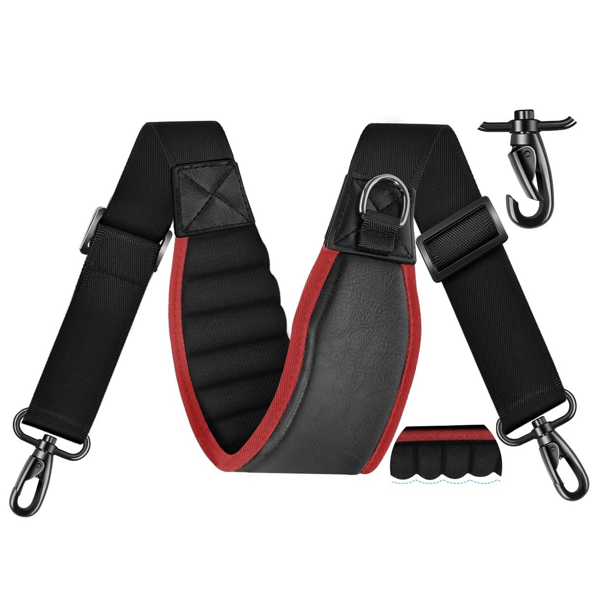 3D Air Cushion 58 inch Strap for Bags with Fixed Ultra-Thick Padded Breathabl...