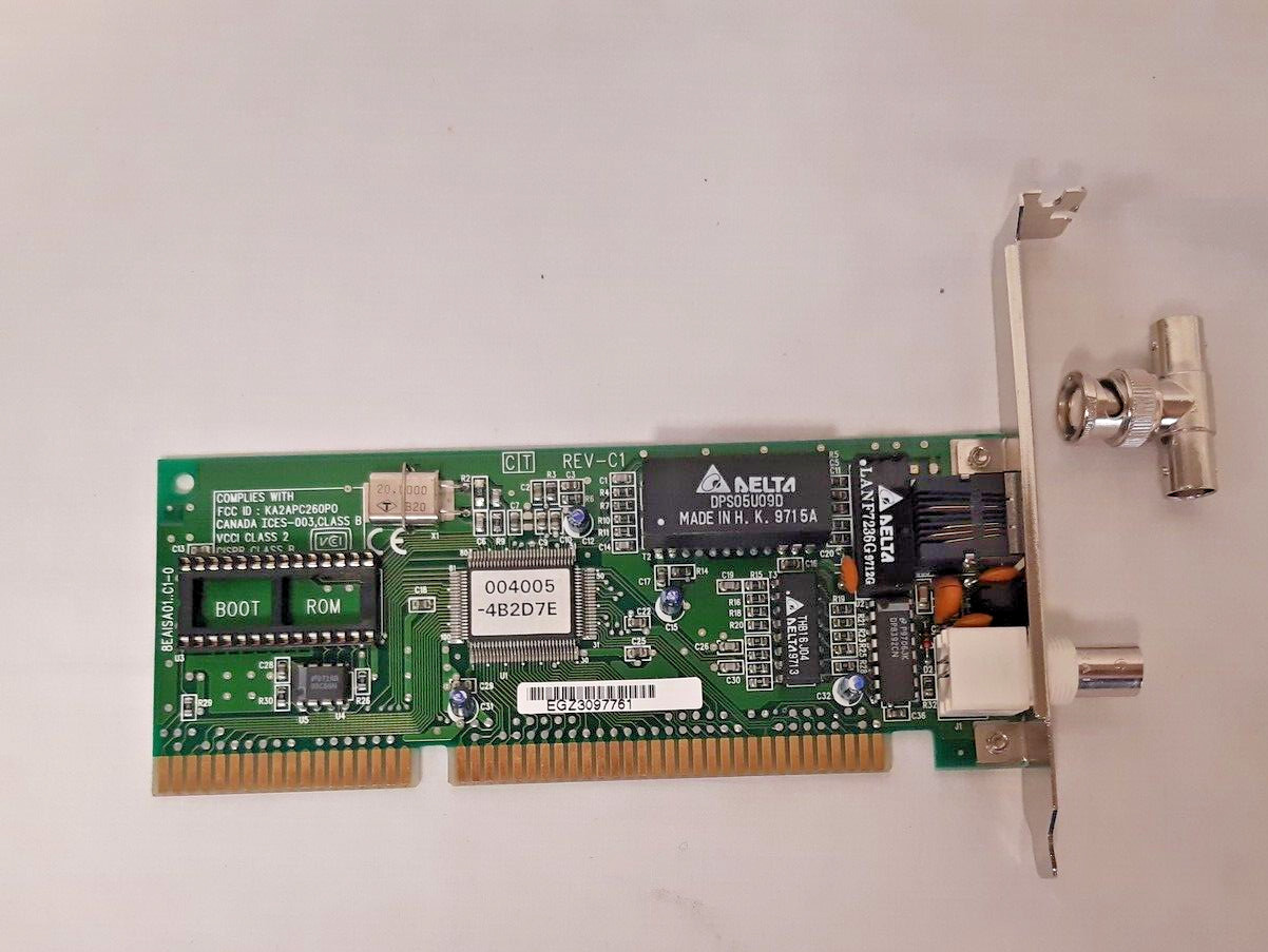 VINTAGE ISA D-Link DE-220 DUAL PORT 16BIT NIC, RJ45, BNC, FOR DOS, WINDOWS, UNIX