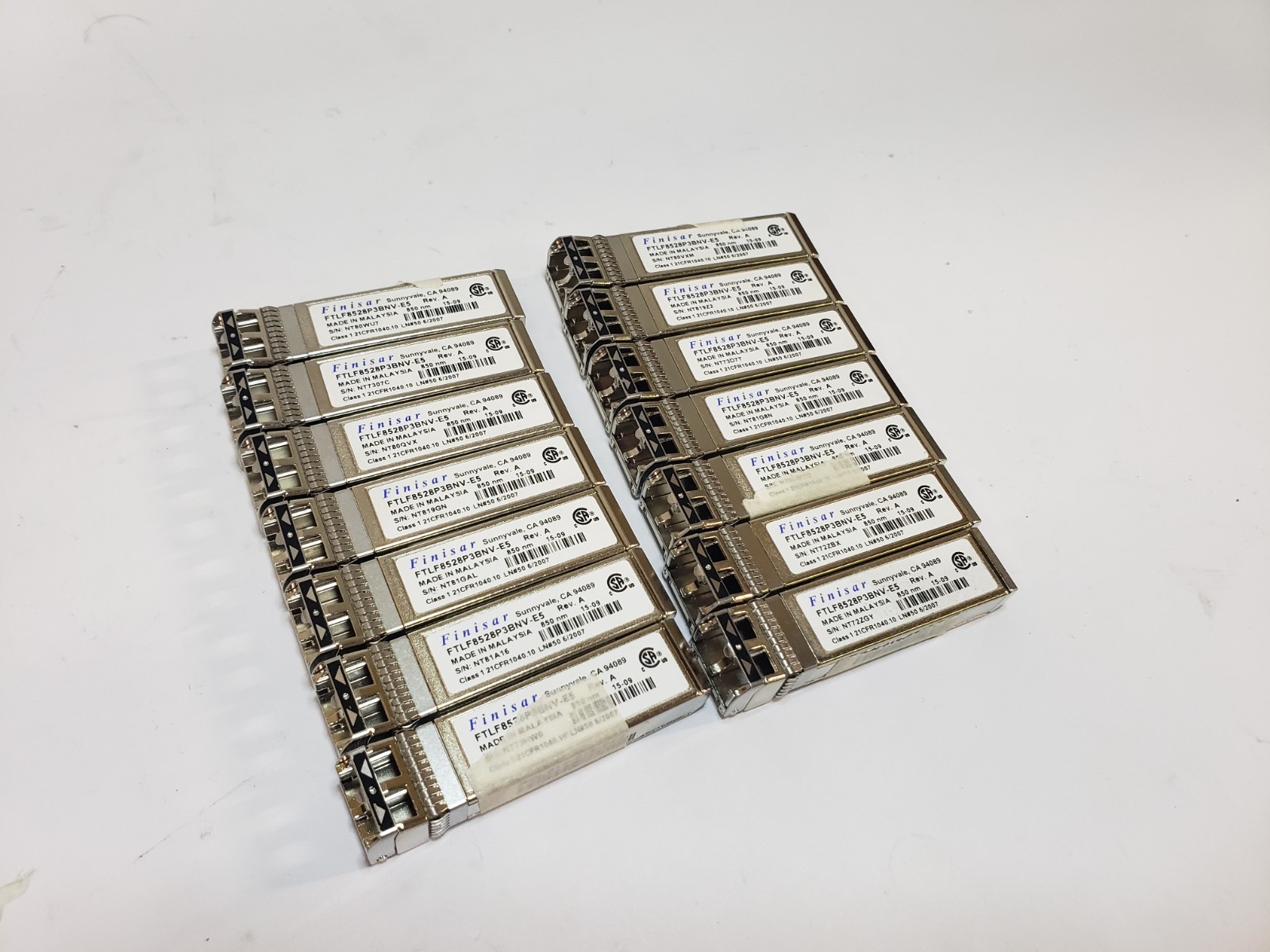 Lot of 14 Used Finisar FTLF8528P2BNV-E5 8.5GB MMF 850nm 150m LC SFP Transceiver