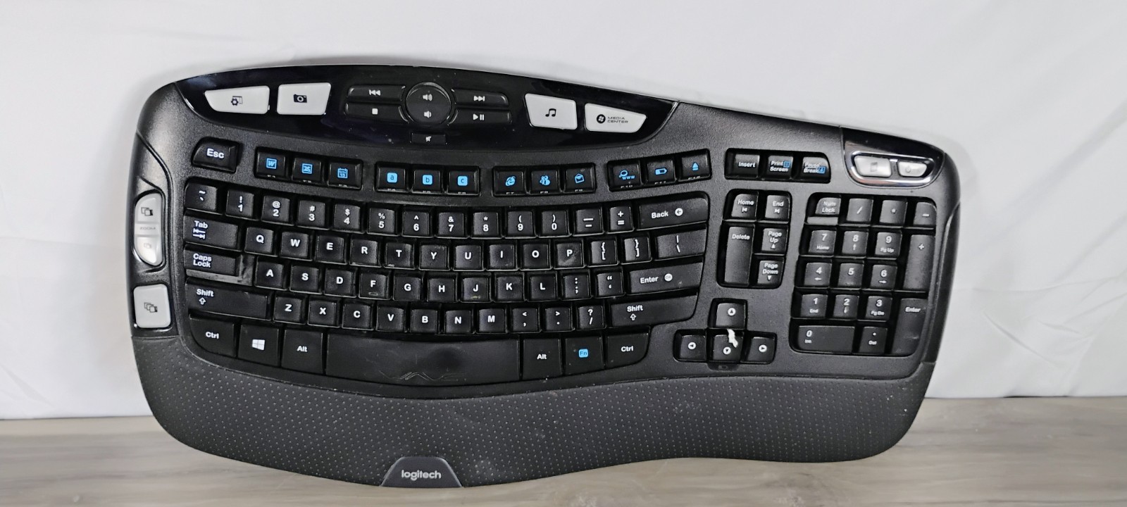 Logitech K350 Wireless Wave Keyboard Ergonomic Tested No USB Dongle
